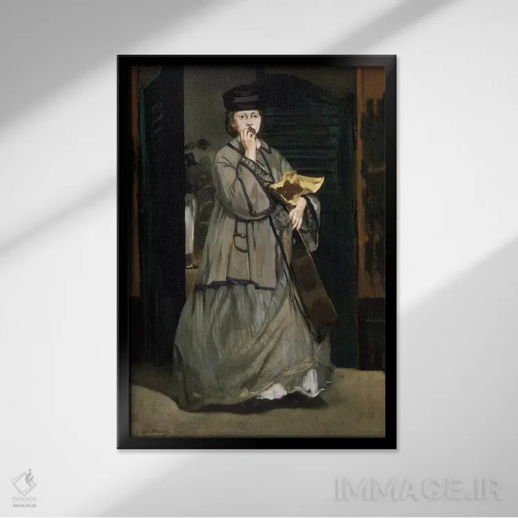 تابلو خوانندهٔ خیابانی اثر ادوارد مانه (نقاش معروف فرانسوی) - نمای قابدار مشکی