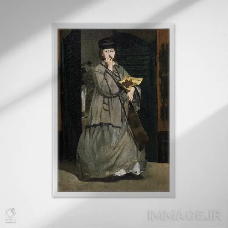تابلو خوانندهٔ خیابانی اثر ادوارد مانه (نقاش معروف فرانسوی) - نمای قابدار سفید