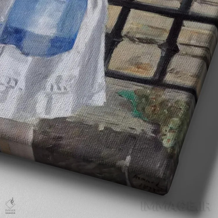 تابلو راهآهن اثر ادوارد مانه (نقاش معروف فرانسوی) - نمای نزدیک بافت بوم