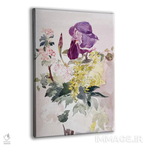 تابلو Laburnum, and Geranium,ترکیب گل با زنبق، گلیبریش و شمعدانی اثر ادوارد مانه (نقاش معروف فرانسوی) - نمای پرسپکتیو محصول