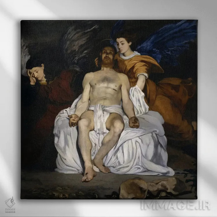 تابلو مسیح درگذشته با فرشتگان اثر ادوارد مانه (نقاش معروف فرانسوی) - نمای روبهرو روی دیوار