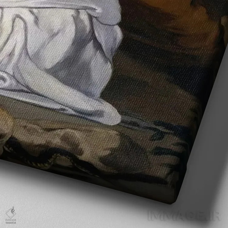 تابلو مسیح درگذشته با فرشتگان اثر ادوارد مانه (نقاش معروف فرانسوی) - نمای نزدیک بافت بوم