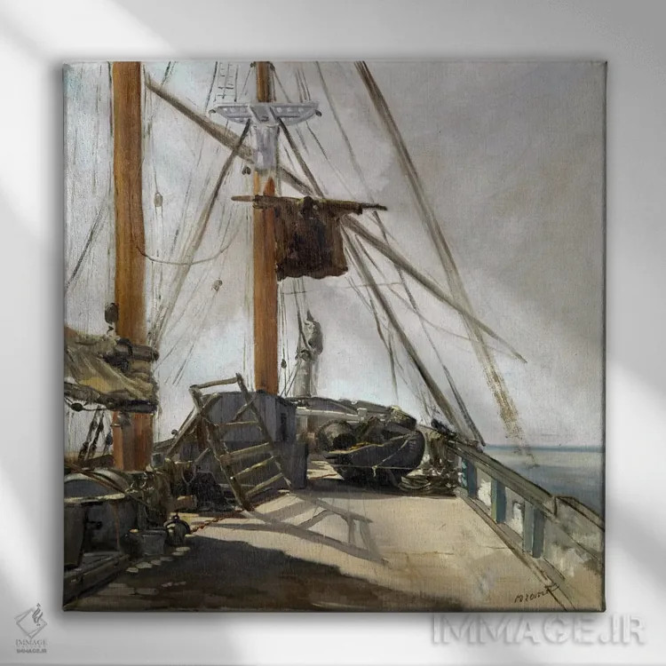 تابلو عرشه کشتی اثر ادوارد مانه (نقاش معروف فرانسوی) - نمای روبهرو روی دیوار