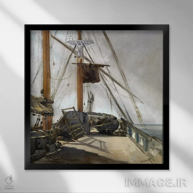 تابلو عرشه کشتی اثر ادوارد مانه (نقاش معروف فرانسوی) - نمای قابدار مشکی
