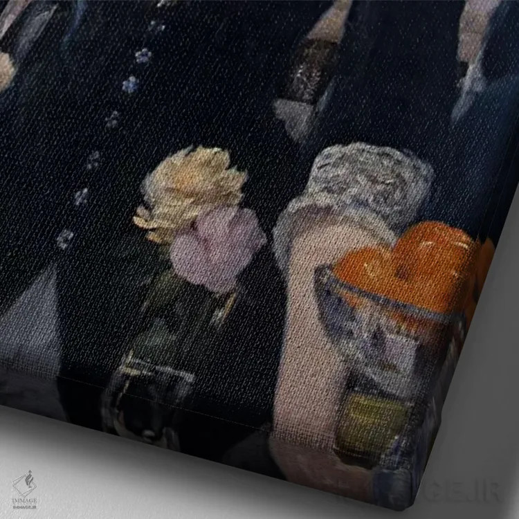 تابلو بار در فولیز برگِر اثر ادوارد مانه (نقاش معروف فرانسوی) - نمای نزدیک بافت بوم