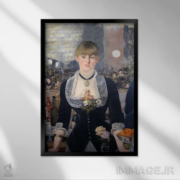 تابلو بار در فولیز برگِر اثر ادوارد مانه (نقاش معروف فرانسوی) - نمای قابدار مشکی