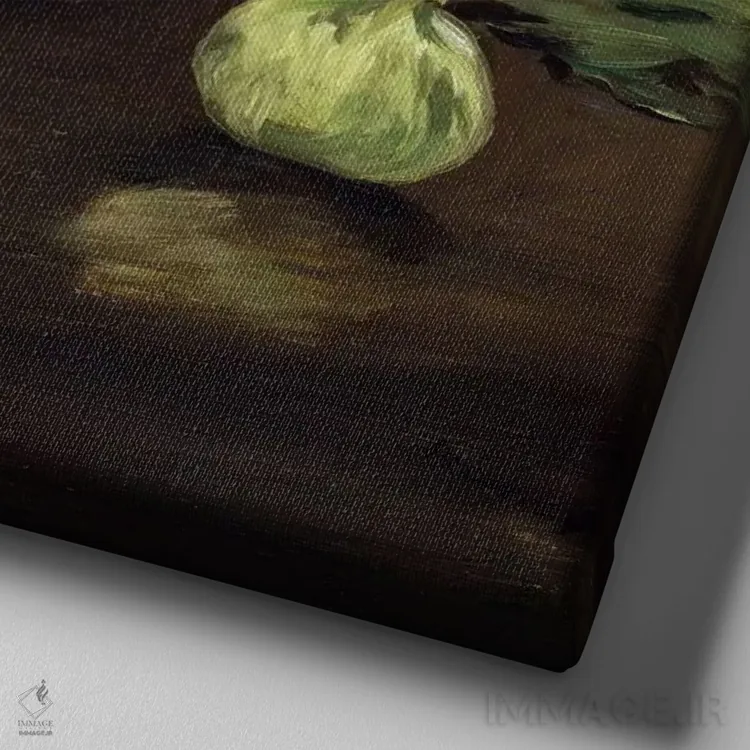 تابلو سبد میوه اثر ادوارد مانه (نقاش معروف فرانسوی) - نمای نزدیک بافت بوم