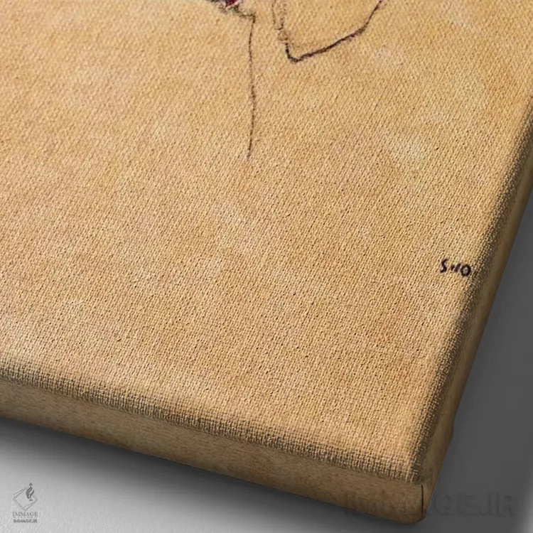 تابلو دختر با عینک آفتابی اثر اگون شیله (نقاش اتریشی) - نمای نزدیک بافت بوم