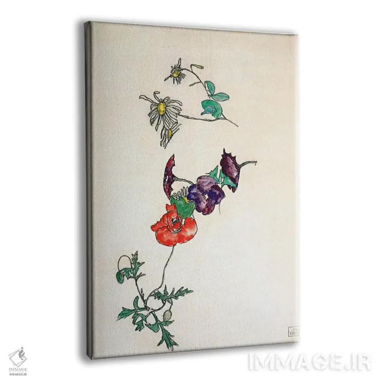 تابلو Poppy and Winding,بابونه، شقایق و پیچک اثر اگون شیله (نقاش اتریشی) - نمای پرسپکتیو محصول