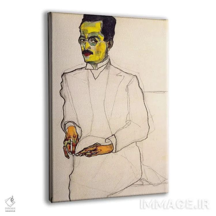 تابلو پرترهٔ یک جنتلمن اثر اگون شیله (نقاش اتریشی) - نمای پرسپکتیو محصول