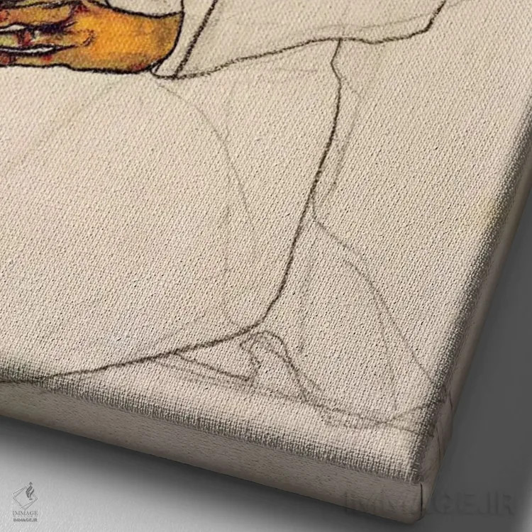 تابلو پرترهٔ یک جنتلمن اثر اگون شیله (نقاش اتریشی) - نمای نزدیک بافت بوم