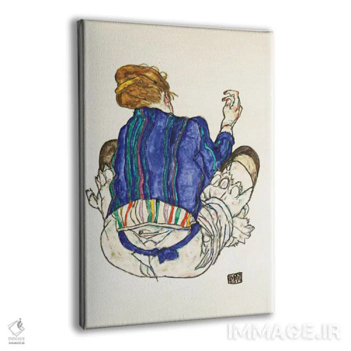 تابلو Back View,زن نشسته (نمای پشت) اثر اگون شیله (نقاش اتریشی) - نمای پرسپکتیو محصول