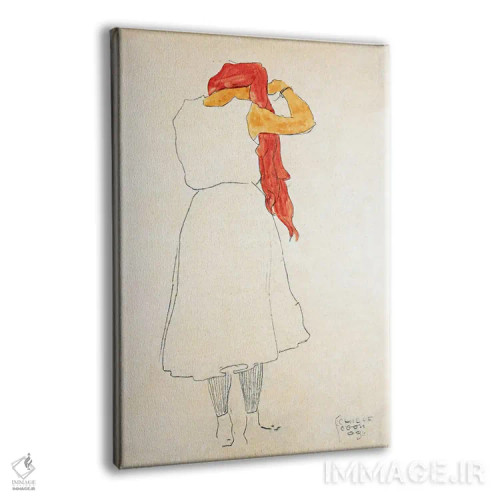 تابلو ایستاده در حال شانه زدن اثر اگون شیله (نقاش اتریشی) - نمای پرسپکتیو محصول