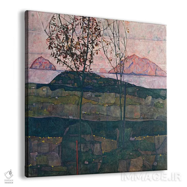 تابلو غروب خورشید اثر اگون شیله (نقاش اتریشی) - نمای پرسپکتیو محصول