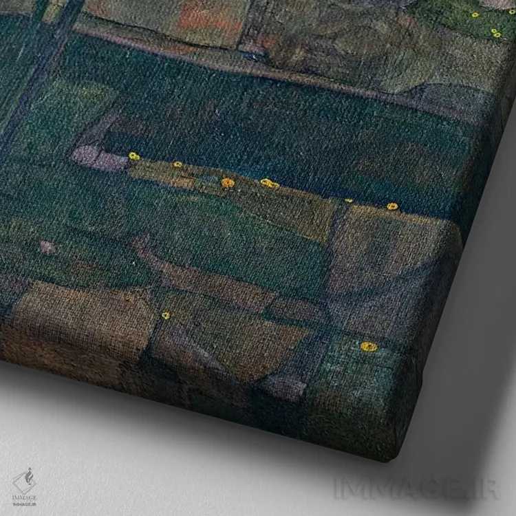 تابلو غروب خورشید اثر اگون شیله (نقاش اتریشی) - نمای نزدیک بافت بوم