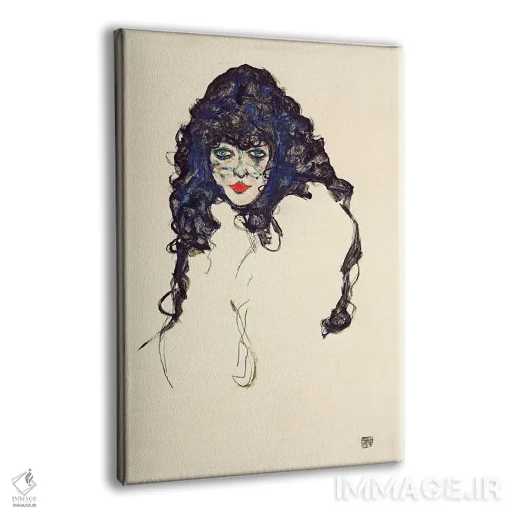 تابلو زن با موهای بلند اثر اگون شیله (نقاش اتریشی) - نمای پرسپکتیو محصول