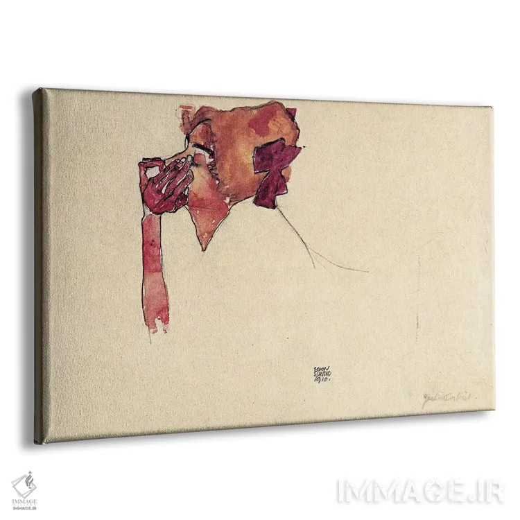 تابلو گرتی شیله با روبان مو اثر اگون شیله (نقاش اتریشی) - نمای پرسپکتیو محصول