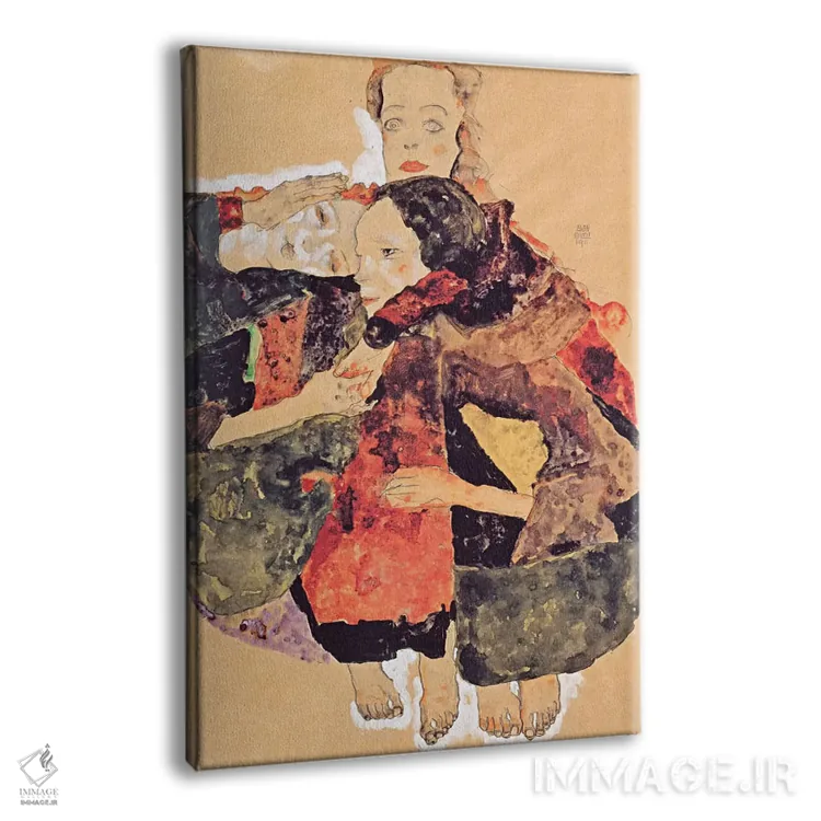 تابلو گروه سه دختره اثر اگون شیله (نقاش اتریشی) - نمای پرسپکتیو محصول