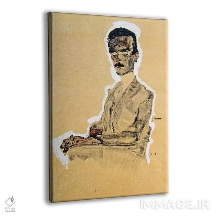 تابلو Seated,پرترهٔ ادوارد کُسمک، نشسته اثر اگون شیله (نقاش اتریشی) - نمای پرسپکتیو محصول