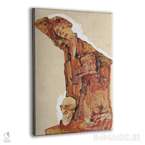 تابلو ترکیب با سه چهره مردانه (خودنگاره) اثر اگون شیله (نقاش اتریشی) - نمای پرسپکتیو محصول