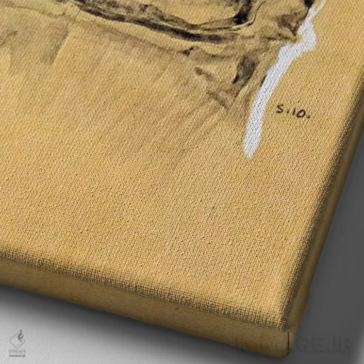 تابلو Seated,پرترهٔ ادوارد کُسمک، نشسته اثر اگون شیله (نقاش اتریشی) - نمای نزدیک بافت بوم