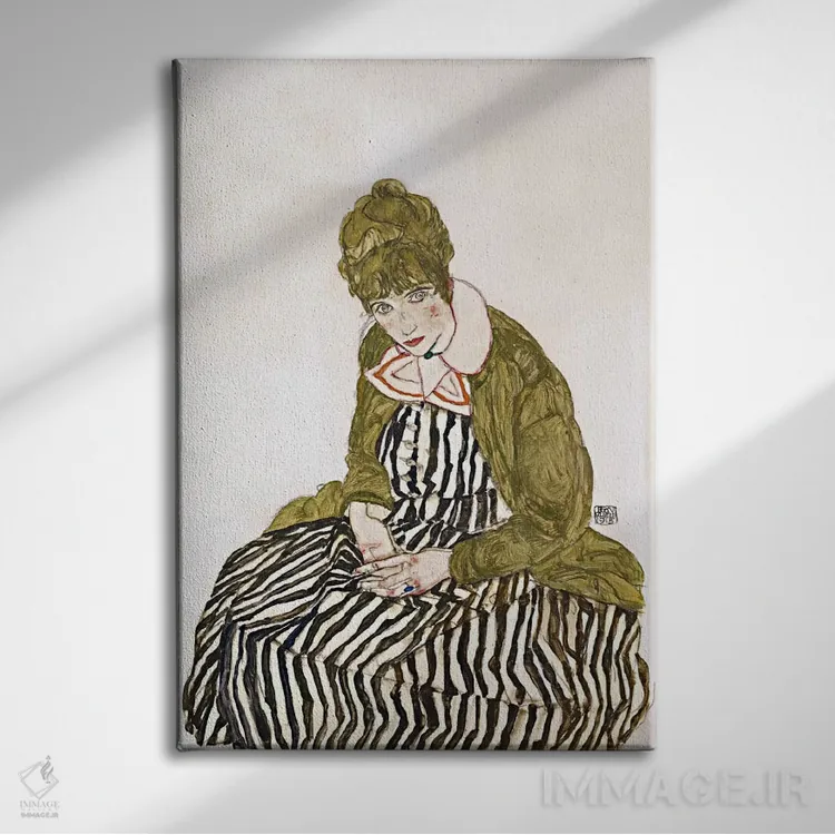 تابلو Seated,ادیت شیله، نشسته اثر اگون شیله (نقاش اتریشی) - نمای روبهرو روی دیوار