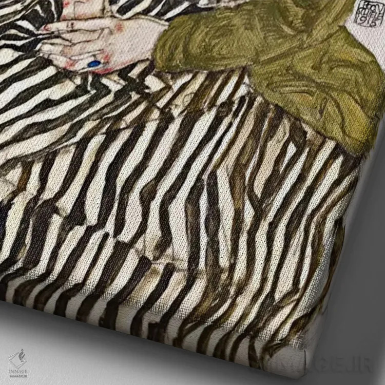 تابلو Seated,ادیت شیله، نشسته اثر اگون شیله (نقاش اتریشی) - نمای نزدیک بافت بوم