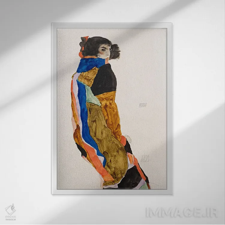 تابلو رقاص موآ اثر اگون شیله (نقاش اتریشی) - نمای قابدار سفید