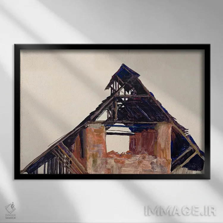 تابلو شیروانی قدیمی اثر اگون شیله (نقاش اتریشی) - نمای قابدار مشکی