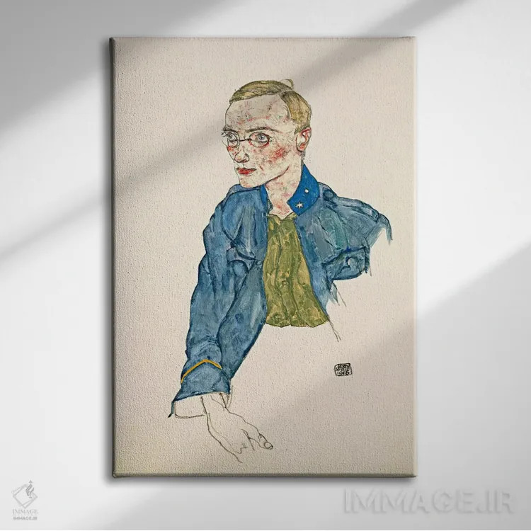 تابلو سرجوخه داوطلب یکساله اثر اگون شیله (نقاش اتریشی) - نمای روبهرو روی دیوار