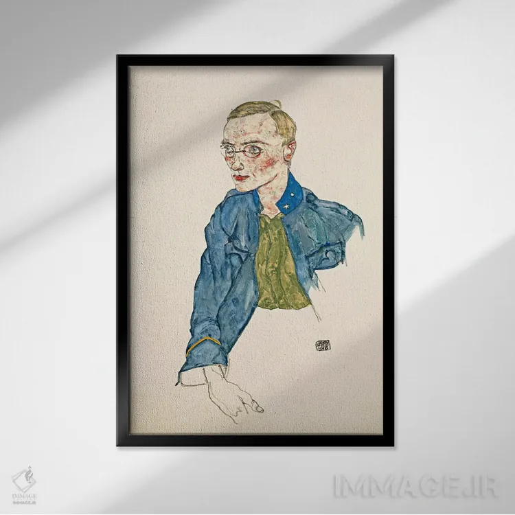 تابلو سرجوخه داوطلب یکساله اثر اگون شیله (نقاش اتریشی) - نمای قابدار مشکی