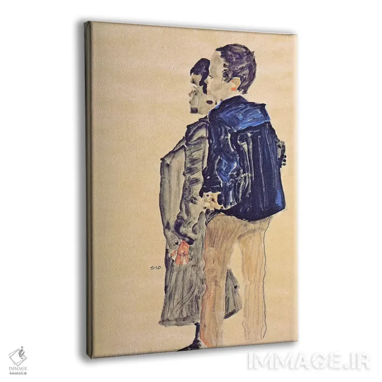تابلو نمای پشت دو پسر اثر اگون شیله (نقاش اتریشی) - نمای پرسپکتیو محصول