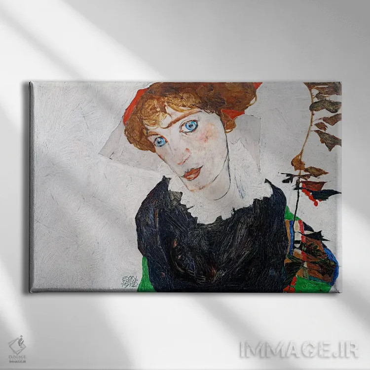 تابلو پرتره والی نویتسیل اثر اگون شیله (نقاش اتریشی) - نمای روبهرو روی دیوار