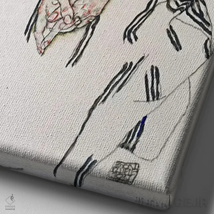 تابلو Adele Harms,پرتره خواهرزن هنرمند، آدل هارمس اثر اگون شیله (نقاش اتریشی) - نمای نزدیک بافت بوم