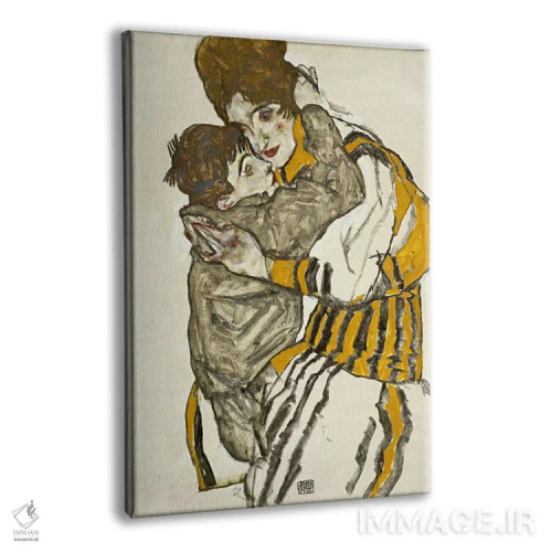تابلو همسر شیله با خواهرزاده کوچک اثر اگون شیله (نقاش اتریشی) - نمای پرسپکتیو محصول