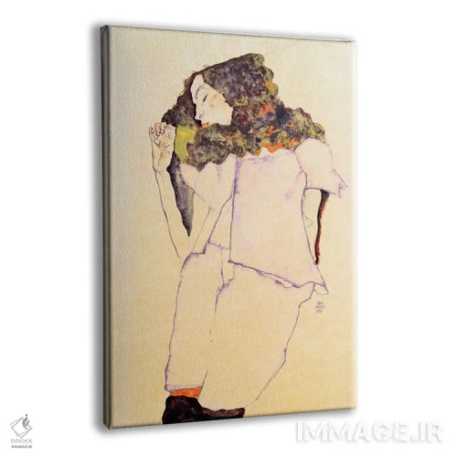 تابلو دختر خوابیده اثر اگون شیله (نقاش اتریشی) - نمای پرسپکتیو محصول