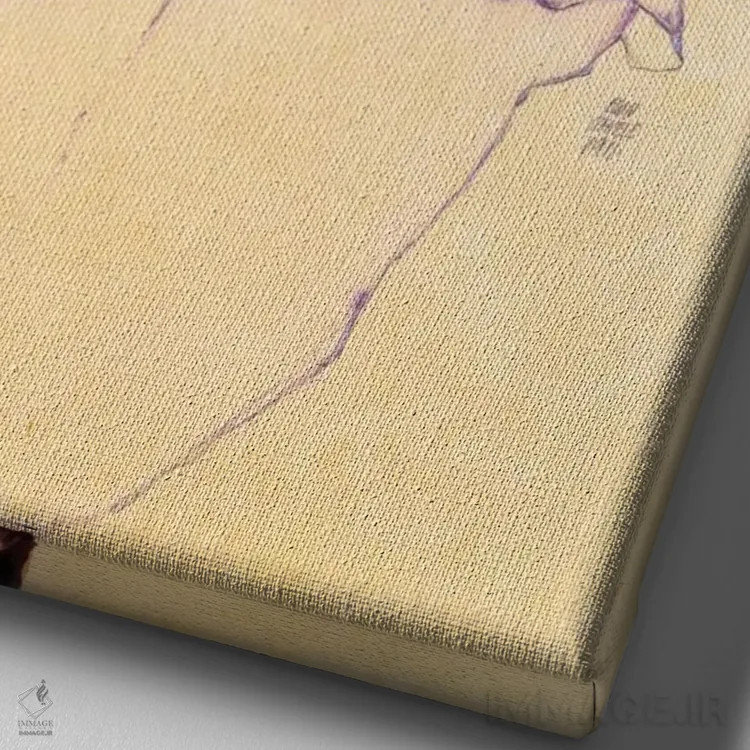 تابلو دختر خوابیده اثر اگون شیله (نقاش اتریشی) - نمای نزدیک بافت بوم