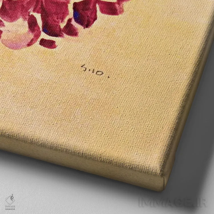 تابلو داوودی قرمز اثر اگون شیله (نقاش اتریشی) - نمای نزدیک بافت بوم