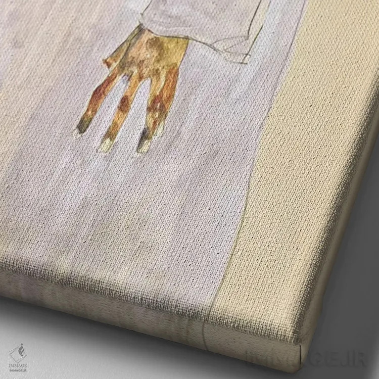 تابلو خودنگاره با شنل سفید اثر اگون شیله (نقاش اتریشی) - نمای نزدیک بافت بوم