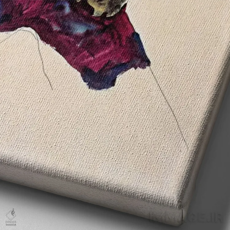 تابلو خودنگاره با دستان باز اثر اگون شیله (نقاش اتریشی) - نمای نزدیک بافت بوم