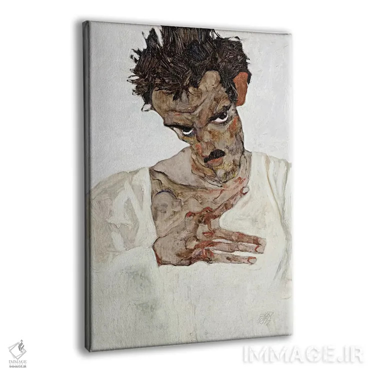 تابلو خودنگاره با سر پایین اثر اگون شیله (نقاش اتریشی) - نمای پرسپکتیو محصول