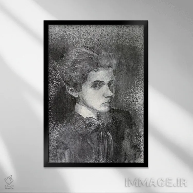 تابلو خودنگاره چهارم اثر اگون شیله (نقاش اتریشی) - نمای قابدار مشکی