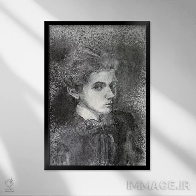 تابلو خودنگاره چهارم اثر اگون شیله (نقاش اتریشی) - نمای قابدار مشکی