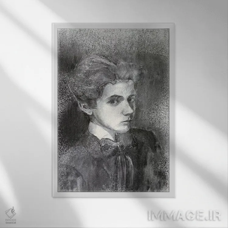 تابلو خودنگاره چهارم اثر اگون شیله (نقاش اتریشی) - نمای قابدار سفید