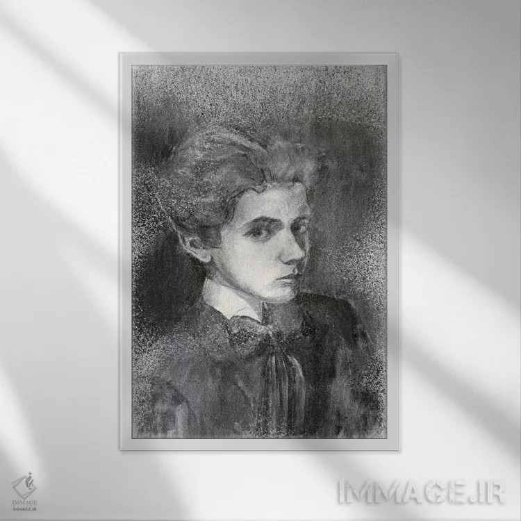 تابلو خودنگاره چهارم اثر اگون شیله (نقاش اتریشی) - نمای قابدار سفید