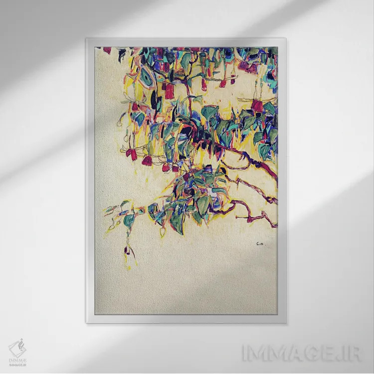 تابلو درخت خورشید اثر اگون شیله (نقاش اتریشی) - نمای قابدار سفید