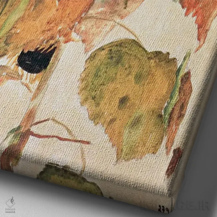 تابلو آفتابگردانها اثر اگون شیله (نقاش اتریشی) - نمای نزدیک بافت بوم