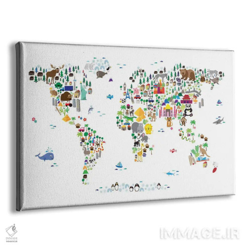 تابلو نقشهٔ حیوانات جهان اثر مایکل تامپست - نمای پرسپکتیو محصول