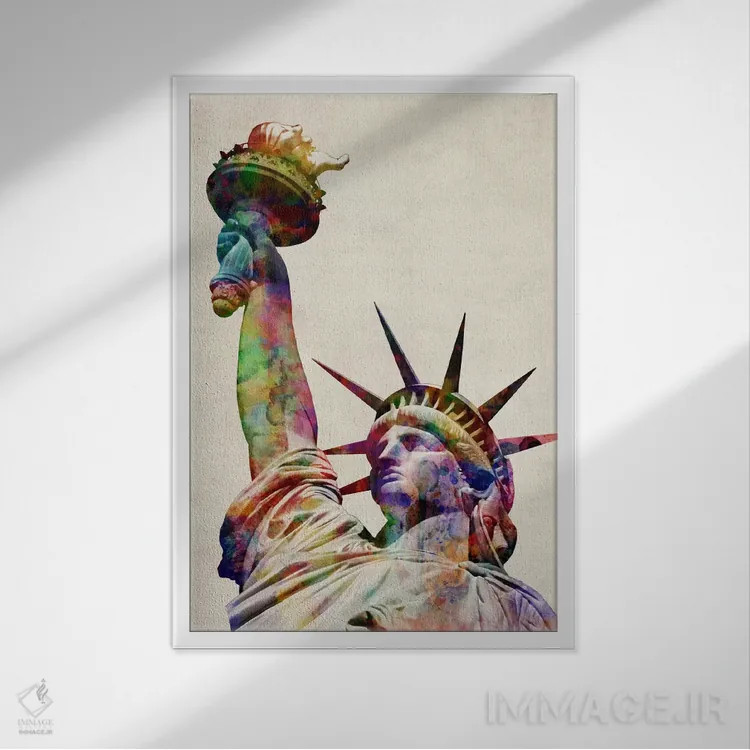 تابلو تندیس آزادی (آمریکا) اثر مایکل تامپست - نمای قابدار سفید