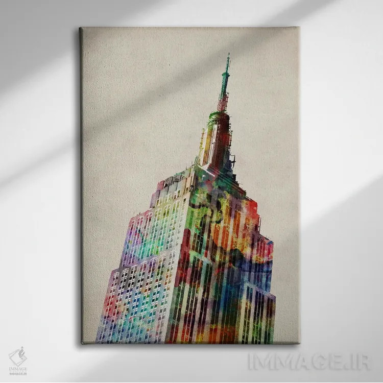 تابلو برج امپایر استیت (نیویورک) اثر مایکل تامپست - نمای روبهرو روی دیوار